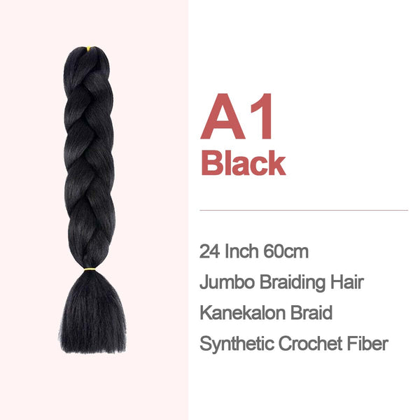 Jumbo Braiding Hair 60cm Hair Extensions Kanekalon Braid Synthetic Crochet Fiber A1 Black