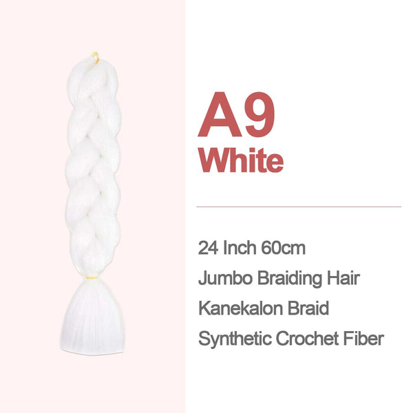 Jumbo Braiding Hair 60cm Hair Extensions Kanekalon Braid Synthetic Crochet Fiber A9 White