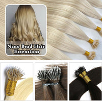 24'' (60cm) Nano Bead Hair Extensions 100 Strands #Natural