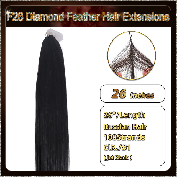 26'' On Darker Range F28 Diamond Feather Hair Extensions  100 Strands Standard Full Head  27