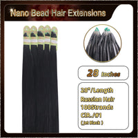 28'' Russian Hair On Darker Range Nano Bead Hair Extensions  100 Strands Standard Full Head  27