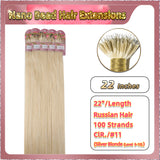 22" Nano Bead Hair Extensions 100 Stands Full Head (Blonde）