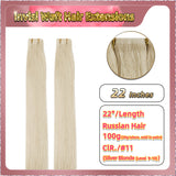 22'' Russian Hair On Blonde Range Invisi Weft Hair Extensions 2 Strips Standard Full Head  28