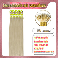 18" Nano Bead Hair Extensions 100 Stands Full Head (Blonde）