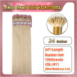 24'' Russian Hair On Blonde Range Nano Bead Hair Extensions 100 Strands Standard Full Head  28