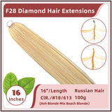 16 Inches ( 40cm ) 100g Russian Hair F28 Diamond Feather Tecknick Hair Extensions