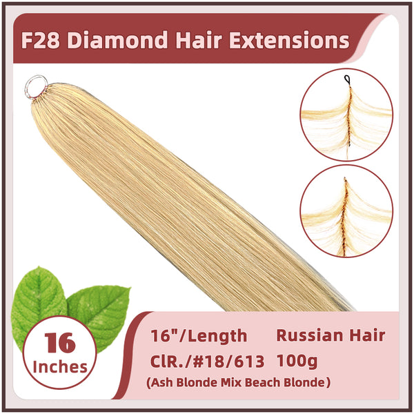 16 Inches ( 40cm ) 100g Russian Hair F28 Diamond Feather Tecknick Hair Extensions