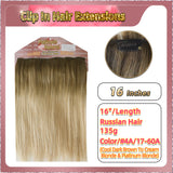 16'' Clip In Hair Extensions 3 Rows 21 Clips Standard Full Head（Blonde）