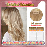 16'' Clip In Hair Extensions 3 Rows 21 Clips Standard Full Head（Blonde）