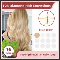 16 Inches ( 40cm ) 100g Russian Hair F28 Diamond Feather Tecknick Hair Extensions