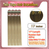 17''  Skin Tape Hair Extensions  40 PCs  Standard Full Head (Blonde）