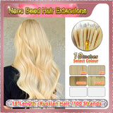 18" Nano Bead Hair Extensions 100 Stands Full Head (Blonde）