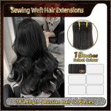 18’’ Sewing Weft Hair Extensions  2 Strips Standard Full Head (Black）