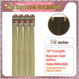 18''  Skin Tape Hair Extensions  40 PCs  Standard Full Head (Blond）