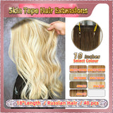 18''  Skin Tape Hair Extensions  40 PCs  Standard Full Head (Blond）