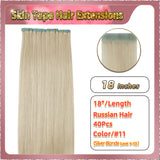18''  Skin Tape Hair Extensions  40 PCs  Standard Full Head (Blonde）