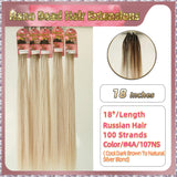 18" Nano Bead Hair Extensions 100 Stands Full Head (Blond）