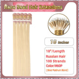 18" Nano Bead Hair Extensions 100 Stands Full Head (Blond）
