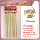 18" Nano Bead Hair Extensions 100 Stands Full Head (Blond）