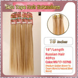 18''  Skin Tape Hair Extensions  40 PCs  Standard Full Head (Blond）