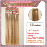 18''  Skin Tape Hair Extensions  40 PCs  Standard Full Head (Blond）