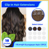 18" 3PCS Invisiable 21 Stainless Steel European Hair Clip In Hair Extensions