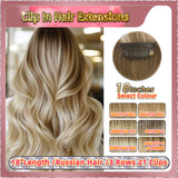 18'' Clip In Hair Extensions 3 Rows 21 Clips Standard Full Head（Blond）