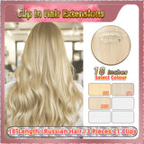 18'' Clip In Hair Extensions 3 Pieces 21 Clips Standard Full Head（Blonde）