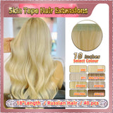 18''  Skin Tape Hair Extensions  40 PCs  Standard Full Head (Blond）