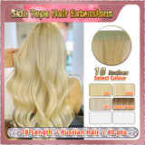 18''  Skin Tape Hair Extensions  40 PCs  Standard Full Head (Blonde）