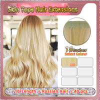 18'' Russian Hair On Blonde Range Skin Tape Hair Extensions  40 PCs  Standard Full Head  28