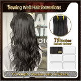 19’’ Sewing Weft Hair Extensions  2 Strips Standard Full Head (Black）