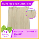 19" 20 Pieces Twins Tape Russian Hair Extensions