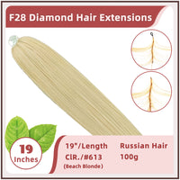19 Inches ( 48cm ) 100g Russian Hair F28 Diamond Feather Tecknick Hair Extensions