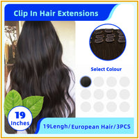 19" 3PCS Invisiable 21 Stainless Steel European Hair Clip In Hair Extensions