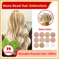 19" 100 Strands Russian Hair Nano Bead Hair Extensions