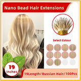 19" 100 Strands Russian Hair Nano Bead Hair Extensions