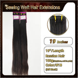 19’’ Sewing Weft Hair Extensions  2 Strips Standard Full Head (Black）