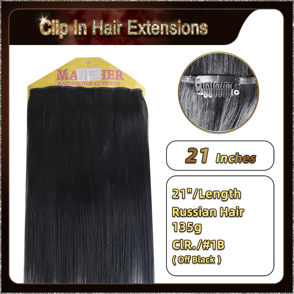 21'' Russian Hair On Darker Range Clip In Hair Extensions 3 Pieces 21 Clips Standard Full Head  25