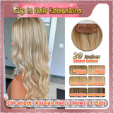 20'' Clip In Hair Extensions 3 Rows 21 Clips Standard Full Head（Blond）