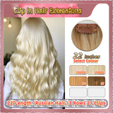 22'' Clip In Hair Extensions 3 Rows 21 Clips Standard Full Head（Blond）