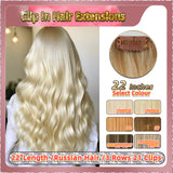 22'' Clip In Hair Extensions 3 Rows 21 Clips Standard Full Head（Blond）