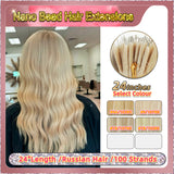 24" Nano Bead Hair Extensions 100 Stands Full Head (Blond）