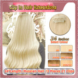 24'' Clip In Hair Extensions 3 Rows 21 Clips Standard Full Head（Blond）