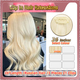 26'' Clip In Hair Extensions 3 Rows 21 Clips Standard Full Head（Blond）