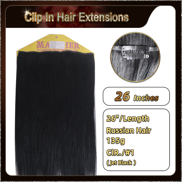 26'' Russian Hair On Darker Range Clip In Hair Extensions 3 Pieces 21 Clips Standard Full Head  27