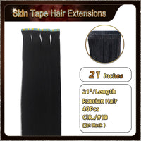 21'' Russian Hair On Darker Range Skin Tape Hair Extensions 40 PCs Standard Full Head 25