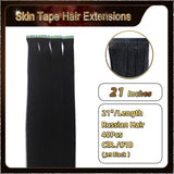 21'' Russian Hair On Darker Range Skin Tape Hair Extensions 40 PCs Standard Full Head 25