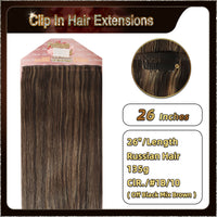26'' Russian Hair On Darker Range Clip In Hair Extensions 3 Pieces 21 Clips Standard Full Head  4/31