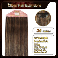26'' Russian Hair On Darker Range Clip In Hair Extensions 3 Pieces 21 Clips Standard Full Head  4/31